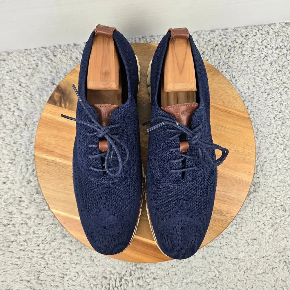 Cole Haan Mens 11M ZeroGrand Wingtip Marine Blue Stitchlite Casual Oxford Shoe